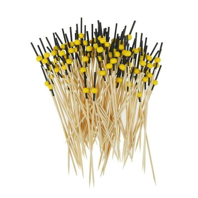 China Small Disposable Yellow Ball Black Handle Party Picks Fancy Bamboo Toothpicks for sale