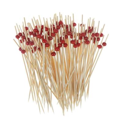 China Disposable Eco-friendly Party Supplies Small Red Bead Bamboo Food Picks Bento for sale