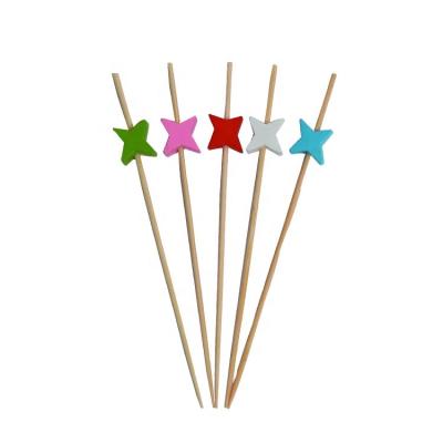 China Assorted Disposable Colors Pointed Four Star Cocktail Picks Custom Bamboo Toothpick for sale