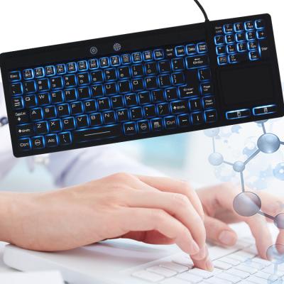 China Desktop ip65 ip68 107keys waterproof rubber silicone industrial keyboard with touchpad for sale