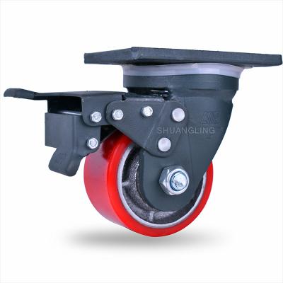 China Quality Assurance Durable Heavy Duty Polyurethane Cast Iron Wheel Core 2T Caster for sale