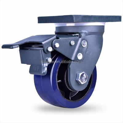 China Durable high quality technology to make large load-bearing, wear-resistant and durable iron core blue rubber casters for sale