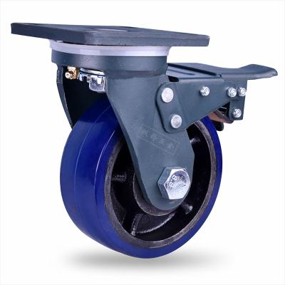 China Durable High Load 2T 3T 4T Guaranteed Cast Iron Core Rubber Wheel for sale