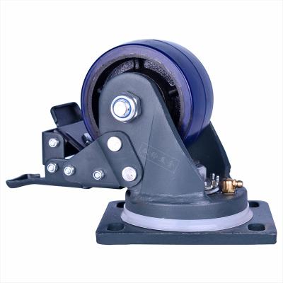 China High durable elastic blue rubber casters with 2 or 3 ton load bearing are used for machinery and equipment for sale