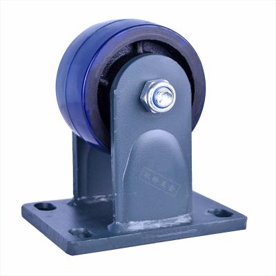 China Durable High Load Casters Manufacturer 3' 4' 5' 6' 8' Blue Elastic Rubber Caster Wheel for sale