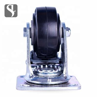 China Durable 4 Inch 100mm With Heavy Brake Aluminum Core Rubber Industrial Casters for sale