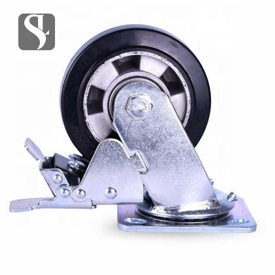 China Durable Low Noise Diameter 125 Mm, Wheel Width 50 Mm Aluminum Pneumatic Rubber Caster Wheels Rubber Caster Wheels With Brake for sale