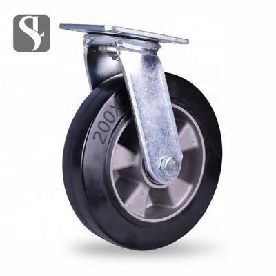 China Durable Direct Aluminum Rubber Core Caster Wheel Industrial Case 200mm Casters Heavy Duty for sale