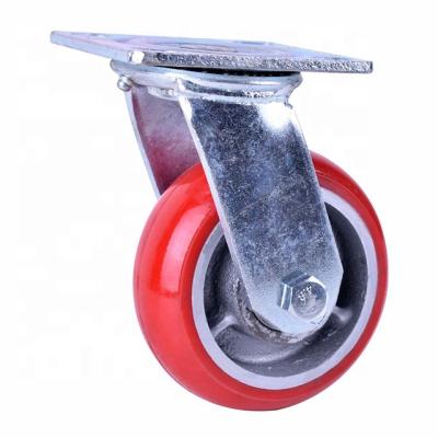 China Durable Iron Core PU 5 Inch Trolley Wheel Heavy Duty Caster Wheels for sale