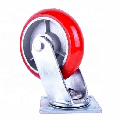 China Hot Sale Durable 6 Inch Cast Iron Core PU Caster Wheels Heavy Duty 500kg for sale