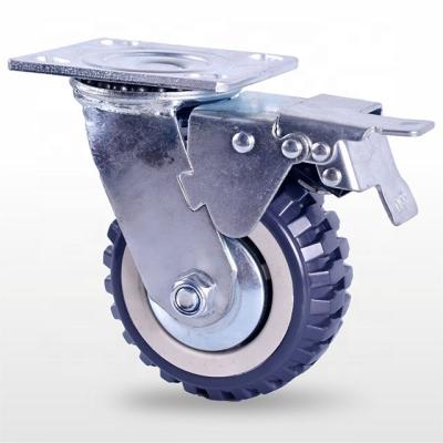 China 6 Inch Durable Gray PVC Industrial Caster Wheel Heavy Duty Caster With Brake for sale