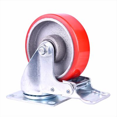 China Durable Manufacturer Direct Selling Polyurethane Brake Caster 4 Inch Caster for sale