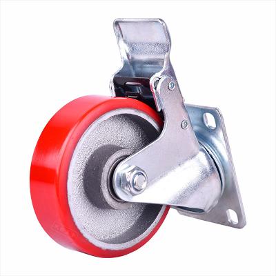 China Durable Medium Cast Polyurethane 4 Inch Casters Fixed / Swivel / Braking Casters for sale