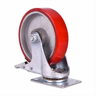 China Durable 3 / 4 Inch / 5 Inch Cast Polyurethane Medium Wheel Casters for sale