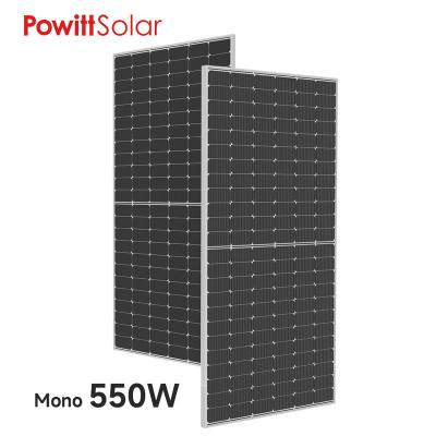 China PowittSolar Mono Cell 550W Solar Panel Home 500w Bifacial OEM 570w 600W 182mm 182mm & ll Black 182mmx182mm for sale