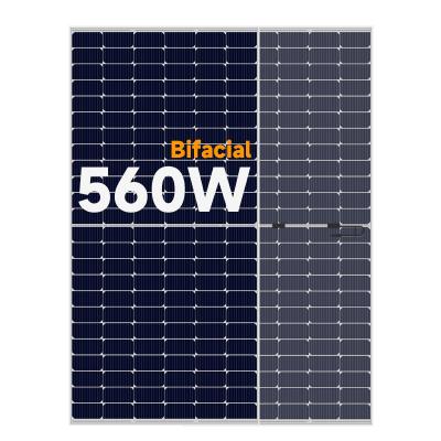 China Solar Power System 182mm 144 Half Cell MBB PV 550W 560W Bifacial Monocrystalline Solar Panels for sale