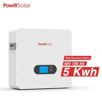 China Solar Power Storage Power Wall 48V 5KWH 10KWH 200Ah 100Ah LiFePO4 Lithium Ion Battery for sale