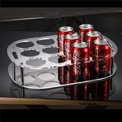 China Double Layer Modern Minimalist Custom Glass Cup Display Rack For Hotel Beverage for sale