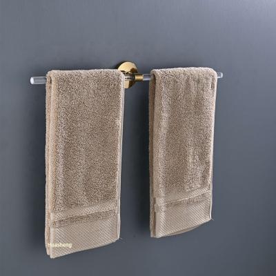 China Hole-drilling Installation New Arrival Acrylic Black Bathroom Towel Bar Wall Mounted Holder for sale