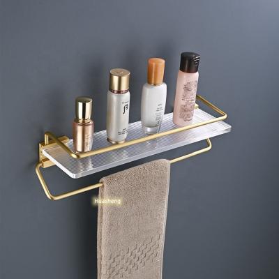 China Hole-Drilling Installation Light Stainless Steel Luxury Bathroom Accessories No Drilling 304 Towel Rack for sale