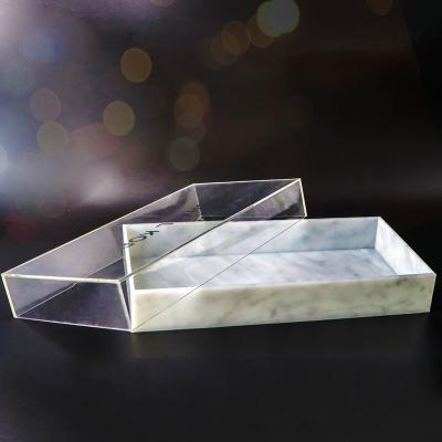 China Plastic Acrylic Lucite Crystal Plexiglass Marble Custom Gift Box With Clear Square Lid for sale