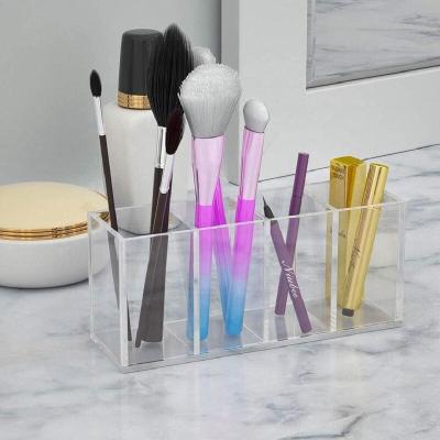 China Desktop Pen Holder Clear Acrylic, Perspex Pen Box With More Divider for sale