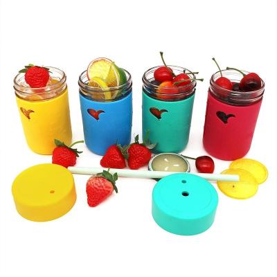 China Sustainable Customized Borosilicate Glass Bottle Can Cup Silicone Sleeve for sale