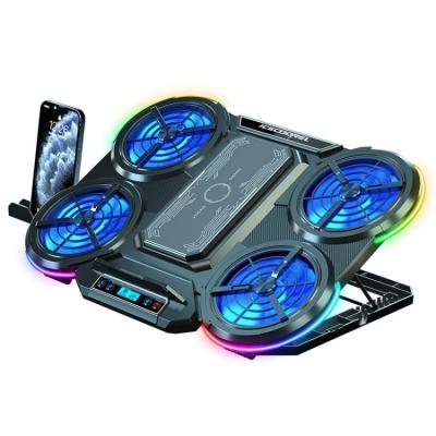 China RGB Gaming Notebook Cooler Adjustable Heights Laptop Cooling Pad for Desk and Lap for sale