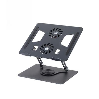 China New 360 degree rotating foldable laptop riser holder aluminum alloy portable laptop cooling stand with double fans for sale