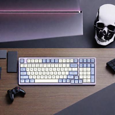 China New Design HYEKU M4PRO Series 3mode Connect 99Keys Ergonomic Office Wireless Wired Bluetooth Mechanical Gaming Keyboard Computer for sale