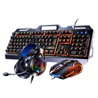 China Desktop Gaming Mechanical RGB Keyboard and Mouse Headphone Combo with 9 Keys Anti-ghosting 2023 for sale