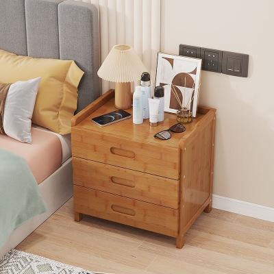 China End Sofa Side Table Farmhouse Natural Nightstand with Drawers and Shelf Adjustable Height Living Room Cabinet Bedside for sale