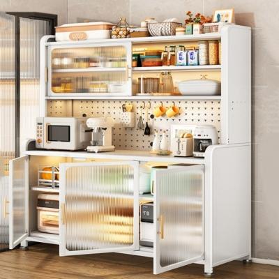 China Kitchen Rack Floor Multi-layer Sideboard Multi-function Storage Microwave Oven Home Appliances Cupboard Cabinet for sale