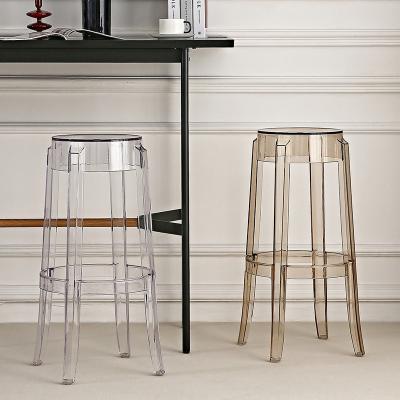 China Plastic Acrylic Kitchen Dining Chair Multi Color Options Transparent Bar Stool Chairs Modern Simplicity Counter Height Stools-Clear for sale