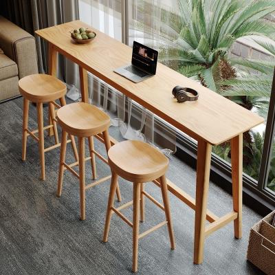 China Nordic Solid Wood Bar Table Home Balcony Leisure Long High Coffee Shop Milk Tea for sale