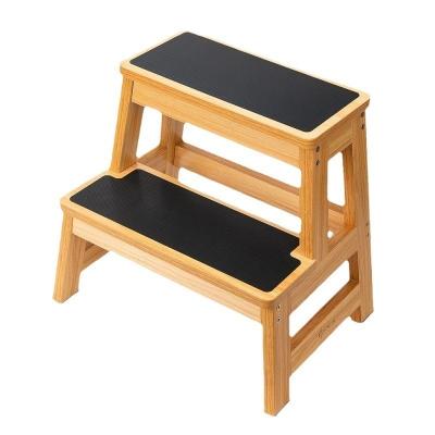 China Solid Wood 2 Step Footstool for Kids Toddler with Non-Slip Surface, Children's Ladder Bedside Foot Wooden Stool for sale