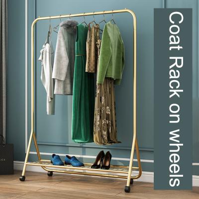 China Mall Living Room Furniture Clothing Garment Rack Rolling Clothes Organizer on Wheels for Hanging and Rod in Floor Coat for sale