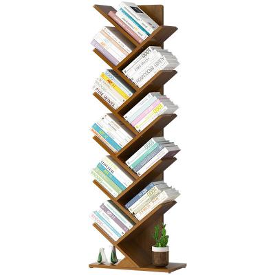 China Narrow Book Organizer Shelves for Bedroom Sturdy Tree Shaped Bookcase Floor Standing Display Rack CDs Magazines Files for sale