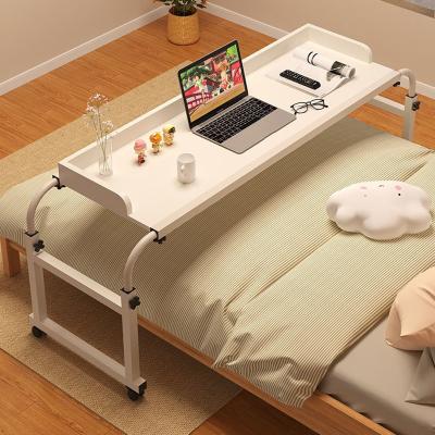 China Adjustable Wooden Double Desktop Laptop On Bed Workstation Table with Wheels Care Nursing Mobile Adjustable Straddle Bed Lazy for sale