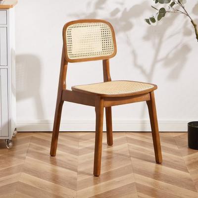 China Nordic Solid Wood Chinese Rattan Dining Chair Home Japanese Style Retro Designer for sale