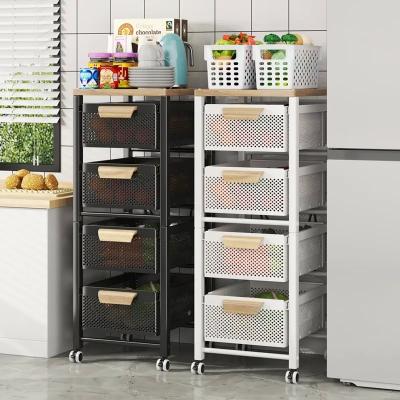 China 6 Tier Kitchen Metal Rolling Basket Utility Cart Storage Stand Fruit Vegetable Snack Organizer Shelf for Home for sale