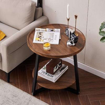 China Modern Double Layer Wooden Coffee Table for Living Room Home Furniture Storage Organizer Rack Shelf for sale