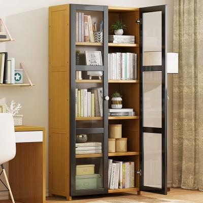 China Kitchen Appliance Shelf Modern Living Room Furniture Display Cabinet Bookcase with Glass Doors and Linen Storage Organizer for sale