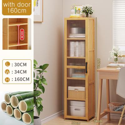 China Bookshelf Cabinet Living Room Floor-to-ceiling Book Shelf Simple Storage Bookcase with Door for sale