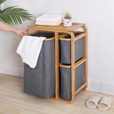 China 3 Collapsible Pull-Out Bags Storage Organizer Laundry Basket for Living Room Bedroom Bathroom for sale