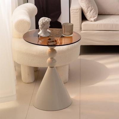 China Living Room Furniture European Style Sofa Side Table Light Luxury Tea Coffee Simple Glass Design Round Corner for Meeting for sale