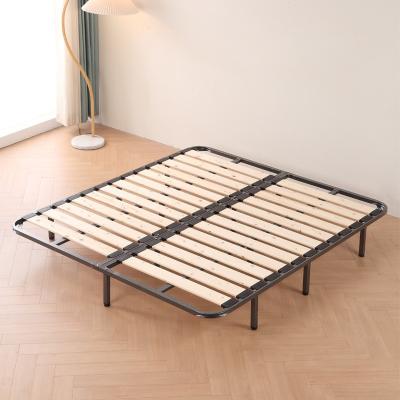 China Foldable Metal Pine Wood Platform Bed Frame with Minimalist Design Tool Free Setup High Sturdy Steel No Box Spring Needed for sale