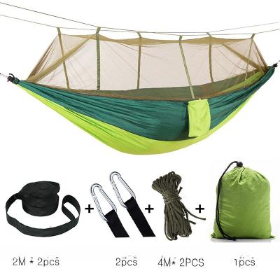 China 1-2 Person Portable Outdoor Camping Hammock with Mosquito Net Strong Fabric Hanging Bed Storage Hunting Sleeping Swing for sale