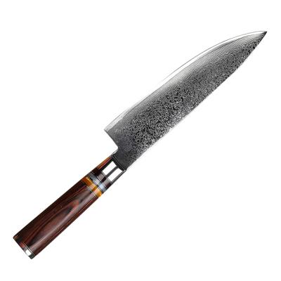 China 8 Inch 67 Layers Damascus Steel Blade Kitchen Viable Professional Decorating Knife With Acrylic Wood Handle for sale