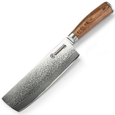 China Viable Japanese Damascus Kitchen Knife vg10 Damascus Steel Kitchen Knives Vegetable Slicing Cooking Tools Chef Nakiri Cleaver BBQ Tool for sale